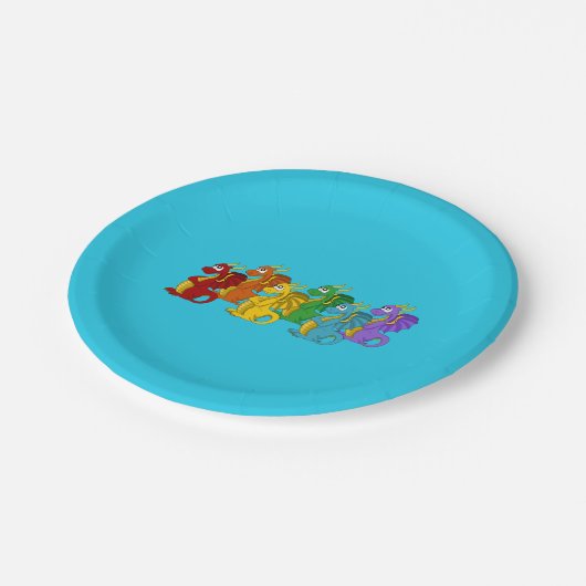 Dragons cartoon papieren bordje (Gekanteld)