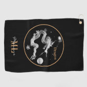 Dragons & Crystal Dragon Lore/monogramed Dragon Golfhanddoek (Horizontaal)