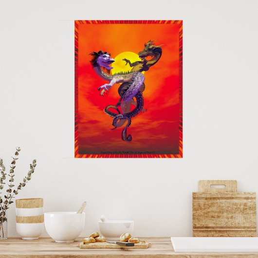Dragons Dance of Love van Michelle Wilder Poster (Keuken)