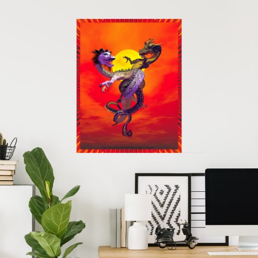 Dragons Dance of Love van Michelle Wilder Poster (Thuiskantoor)