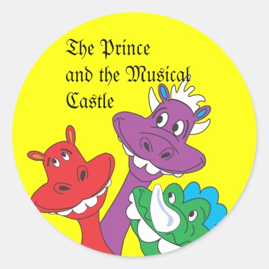 DRAGONS, de prins en het muzikale kasteel Ronde Sticker (Voorkant)