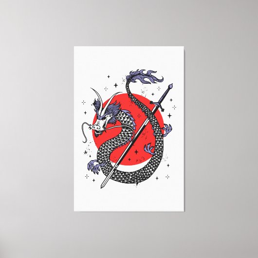 Dragon's Defiance: een majestueus Chinees kunstwer Canvas Afdruk (Voorkant)