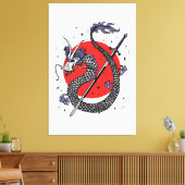 Dragon's Defiance: een majestueus Chinees kunstwer Canvas Afdruk (Insitu (Woonkamer))