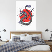 Dragon's Defiance: een majestueus Chinees kunstwer Canvas Afdruk (Insitu (Slaapkamer))