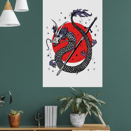 Dragon's Defiance: een majestueus Chinees kunstwer Poster (Woonkamer 1)