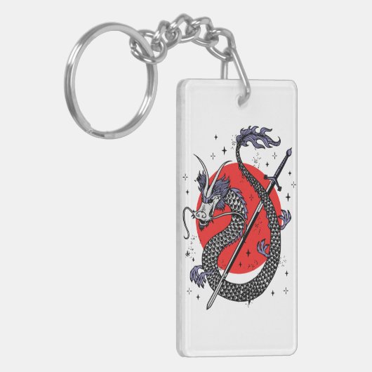 Dragon's Defiance: een majestueus Chinees kunstwer Sleutelhanger (Voorkant Links)