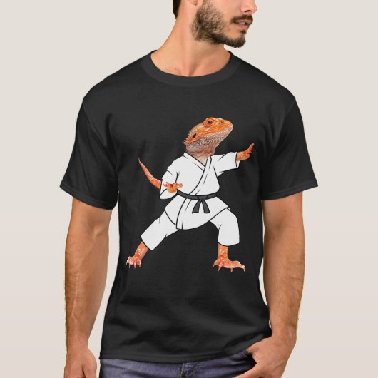 Dragons Doing Karate Samurai Ninja Lizard T-shirt (Voorkant)
