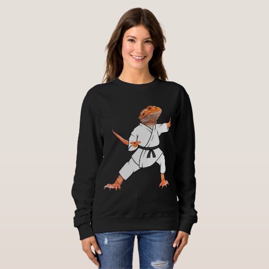Dragons Doing Karate Samurai Ninja Lizard Trui (Voorkant volledig)