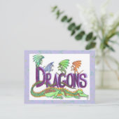 Dragons, draken overal! Briefkaart (Staand voorkant)