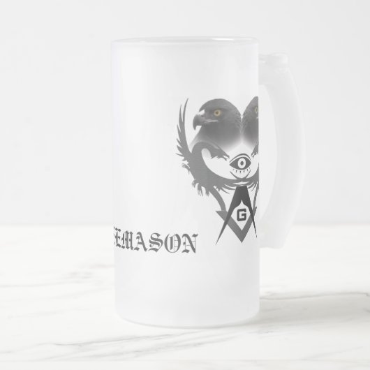 Dragons en Eagles, abstract S&C, FREEMASON Matglas Bierpul (Voorkant rechts)