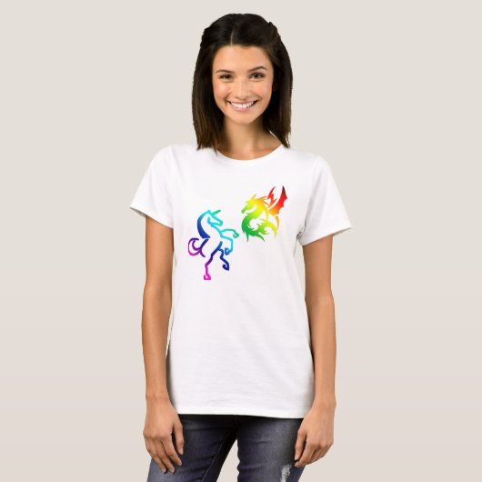 Dragons en regenboogvlies t-shirt (Voorkant volledig)