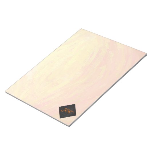 Dragons Eye Oranje en Zwarte Monogram Notitieblok (Schuin)