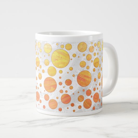 Dragons Eye Oranje Polka Dot Pattern Grote Koffiekop (Voorkant rechts)