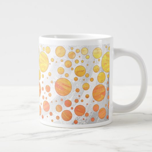 Dragons Eye Oranje Polka Dot Pattern Grote Koffiekop (Rechts)