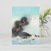 Dragon's Fury Zee Battle voor de berg Fuji Feestdagenkaart (Staand voorkant)