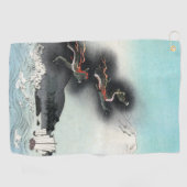 Dragon's Fury Zee Battle voor de berg Fuji Golfhanddoek (Horizontaal)