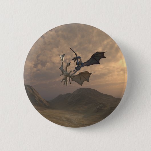 Dragons gevechten in een berglandschap ronde button 5,7 cm (Voorkant)