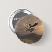 Dragons gevechten in een berglandschap ronde button 5,7 cm (Voorkant /achterkant)