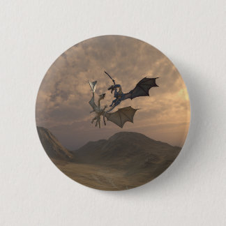 Dragons gevechten in een berglandschap ronde button 5,7 cm
