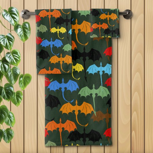 Dragons Green Flight Fantasy Bad Handdoek