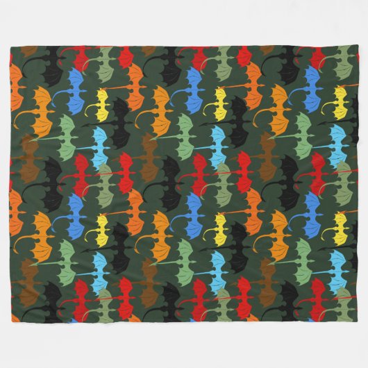 Dragons Green Flight Fantasy Fleece Deken (Voorkant (Horizontaal))