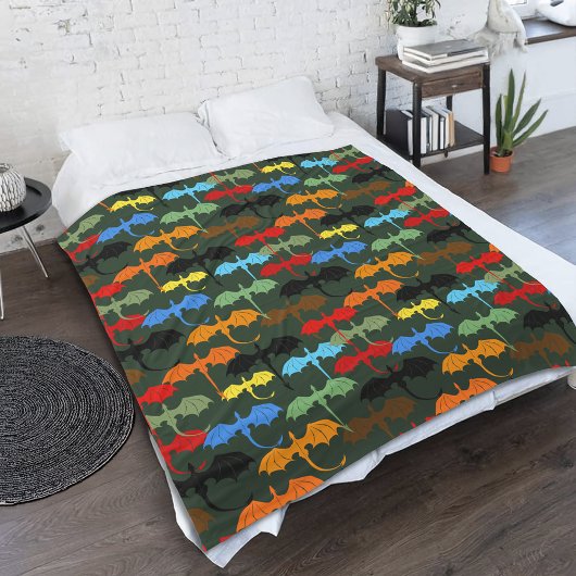 Dragons Green Flight Fantasy Fleece Deken