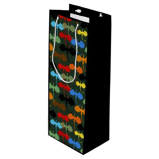 Dragons Green Flight Fantasy Wijn Cadeautas (Voorkant Gekanteld)