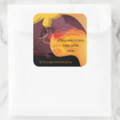 Dragons Guard Dit boek vuurt Paarse rode kookplaat Vierkante Sticker (Tas)