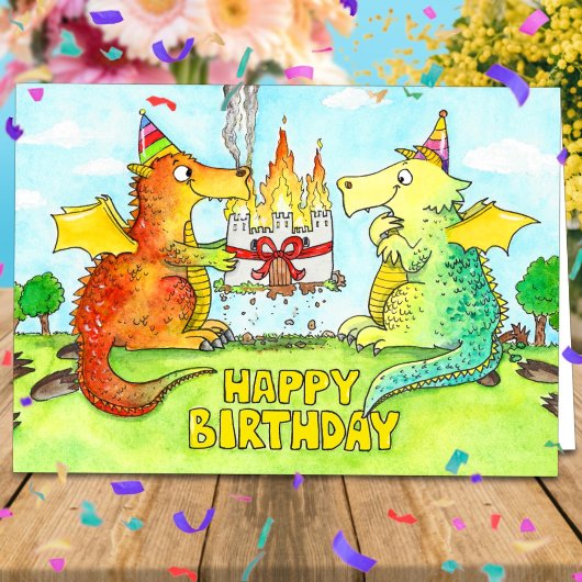 Dragons Happy Birthday wenskaart van N. Janes Kaart