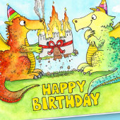 Dragons Happy Birthday wenskaart van N. Janes Kaart