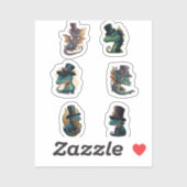 Dragons in de bovenste hoeden. sticker (Vel)