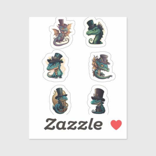 Dragons in de bovenste hoeden. sticker (Vel)