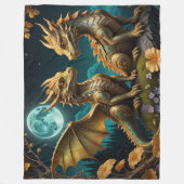 Dragon's in the moonlight fleece deken (Voorkant)