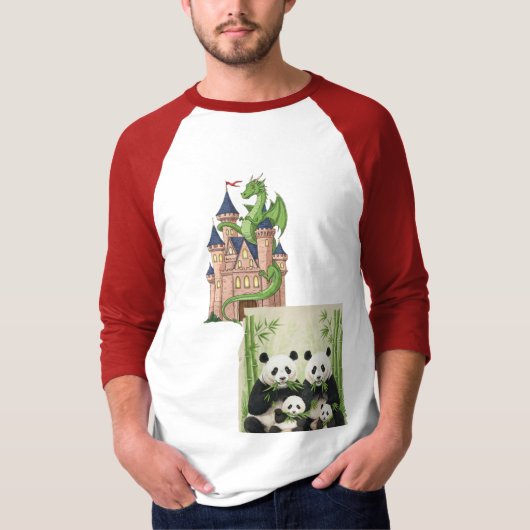 Dragon's Keep & Panda familie T-shirt (Voorkant)