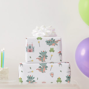 Dragons Knights Sprookjesachtig Middeleeuws Kastee Cadeaupapier