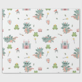 Dragons Knights Sprookjesachtig Middeleeuws Kastee Cadeaupapier (Vlak)