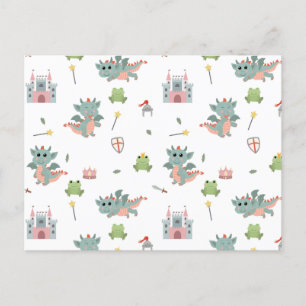 Dragons Knights Sprookjesachtig Middeleeuws Kastee Feestdagenkaart