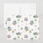 Dragons Knights Sprookjesachtig Middeleeuws Kastee Feestdagenkaart (Voorkant / Achterkant)