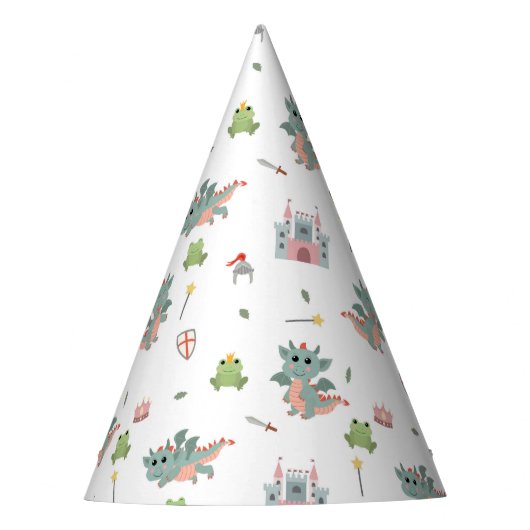 Dragons Knights Sprookjesachtig Middeleeuws Kastee Feesthoedjes (Voorkant)