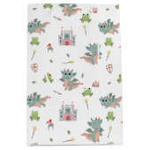 Dragons Knights Sprookjesachtig Middeleeuws Kastee Medium Cadeauzakje (Voorkant)