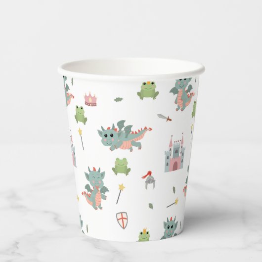 Dragons Knights Sprookjesachtig Middeleeuws Kastee Papieren Bekers (Achterkant)