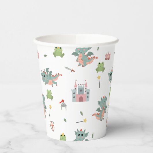 Dragons Knights Sprookjesachtig Middeleeuws Kastee Papieren Bekers (Links)