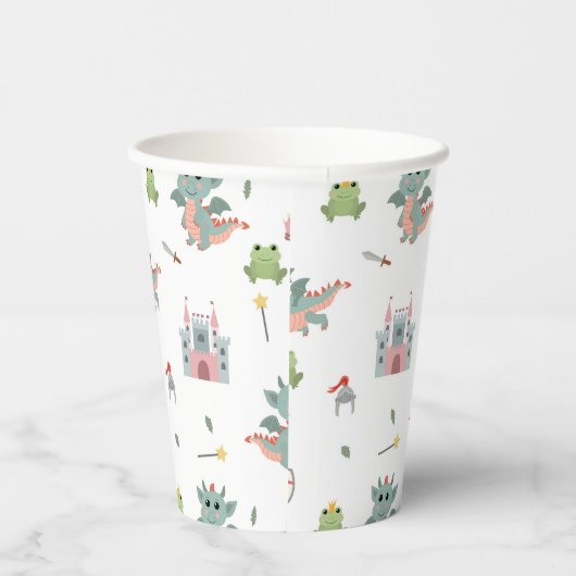 Dragons Knights Sprookjesachtig Middeleeuws Kastee Papieren Bekers (Rechts)