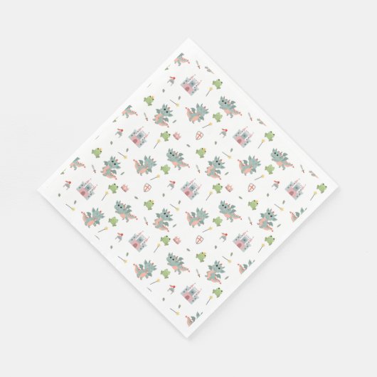 Dragons Knights Sprookjesachtig Middeleeuws Kastee Servet (Hoek)