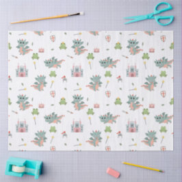 Dragons Knights Sprookjesachtig Middeleeuws Kastee Tissuepapier