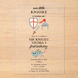 Dragons Knights Sprookjesachtige middeleeuwse kast Acryl Uitnodigingen