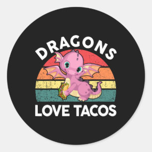 Dragons Love Taco Shirt Cinco Mayo Grappig Mexicaa Ronde Sticker