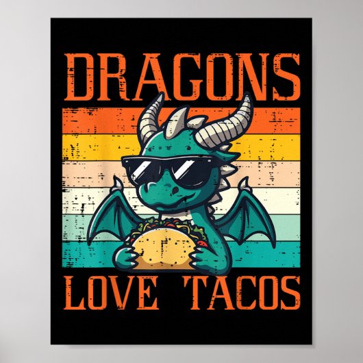 Dragons Love Tacos Funny Mexican Food Fiesta Men W Poster (Voorkant)