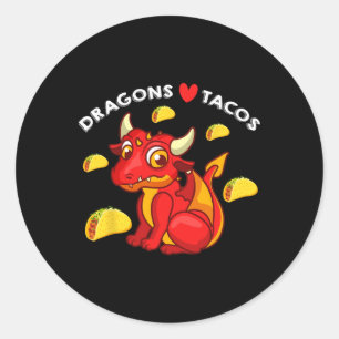 Dragons Love Tacos Schattige Dragonliefhebber Mexi Ronde Sticker