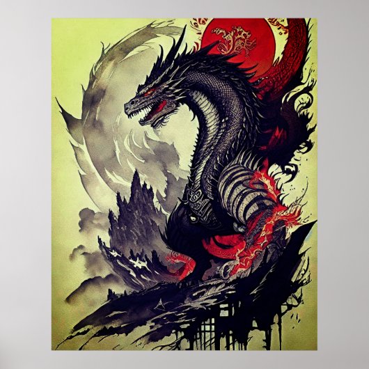 Dragon's Majesteit: boeiende inkttekeningen Poster (Voorkant)